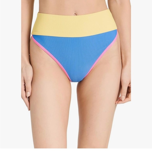 Beach Riot Bikini Bottom in Coral Reef Color block Size Large - Picture 1 of 6